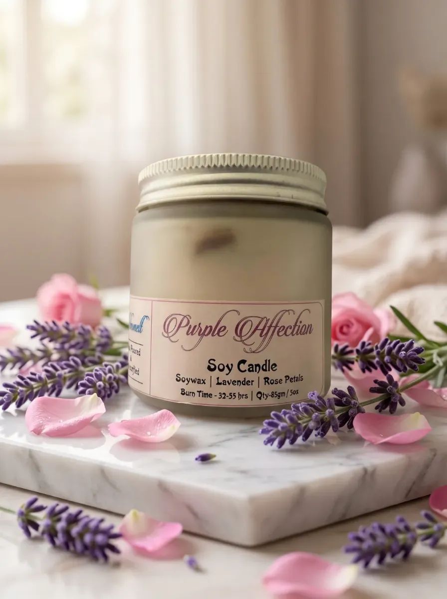 Purple Affection, Lavender scented candle by Flickermelt