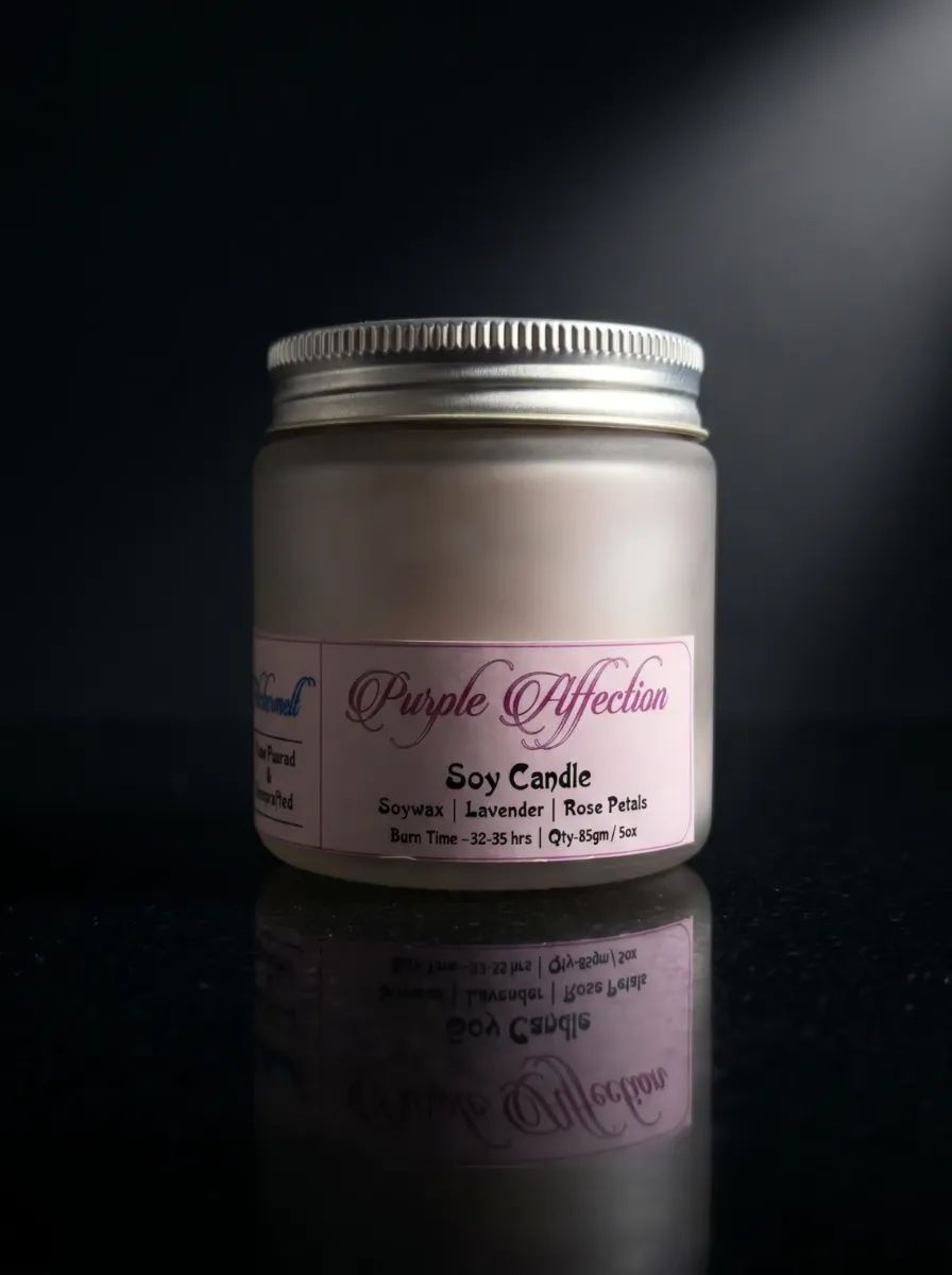 Purple Affection candle dramatic dark advertising shot